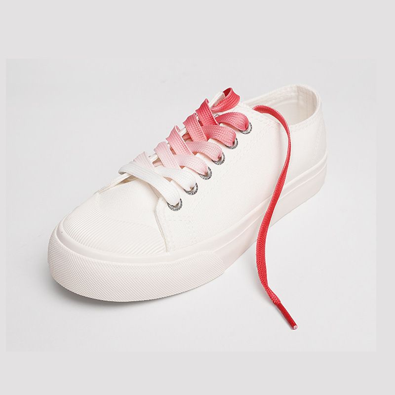 Shoelaces Canvas White Shoes Gradient Coler Shoelaces Double-Layer Flat Belt Candy Colored Gradient Shoelaces