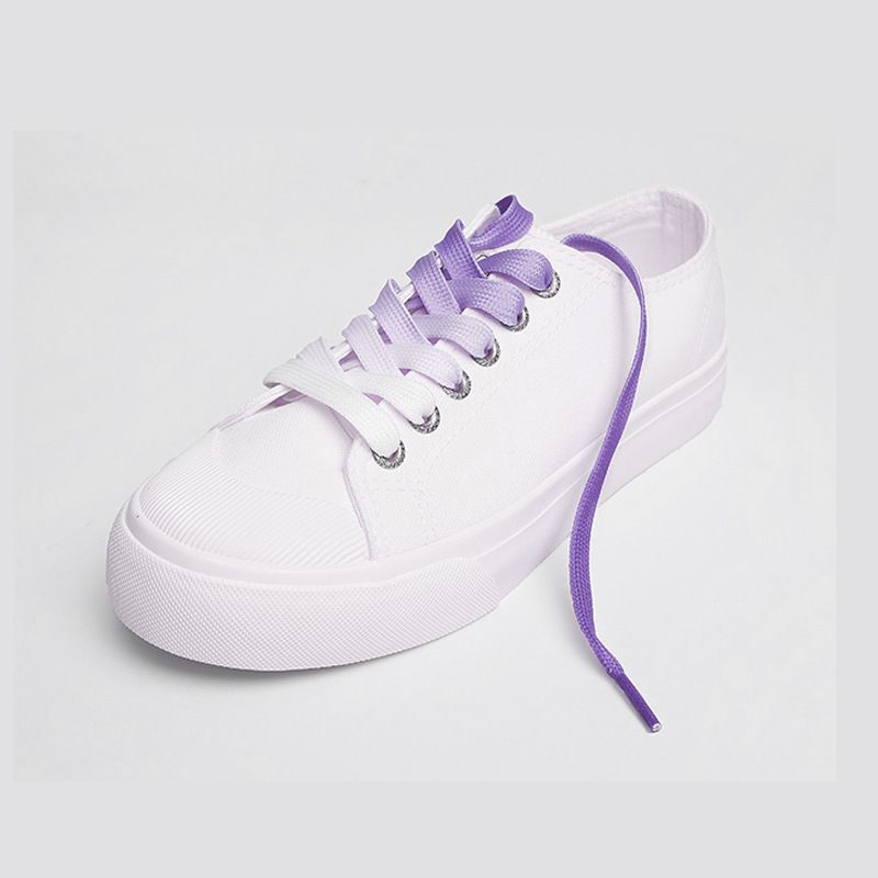 Shoelaces Canvas White Shoes Gradient Coler Shoelaces Double-Layer Flat Belt Candy Colored Gradient Shoelaces