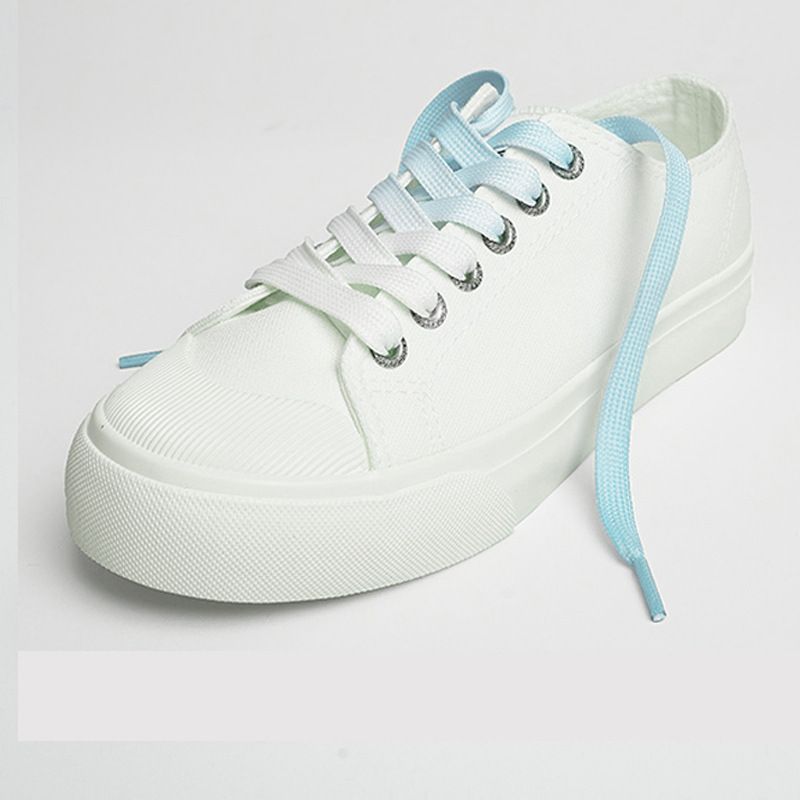 Shoelaces Canvas White Shoes Gradient Coler Shoelaces Double-Layer Flat Belt Candy Colored Gradient Shoelaces
