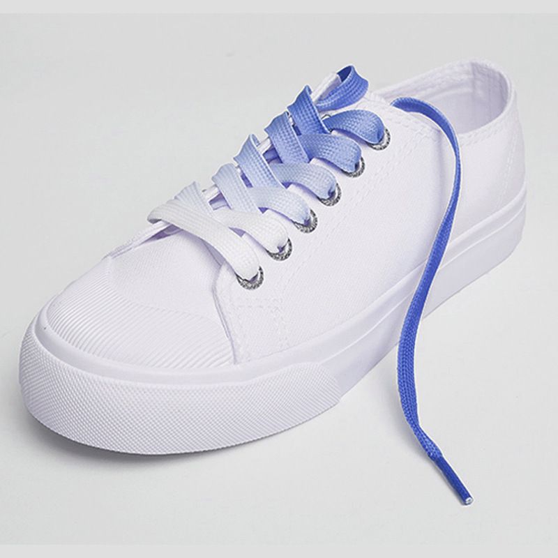 Shoelaces Canvas White Shoes Gradient Coler Shoelaces Double-Layer Flat Belt Candy Colored Gradient Shoelaces
