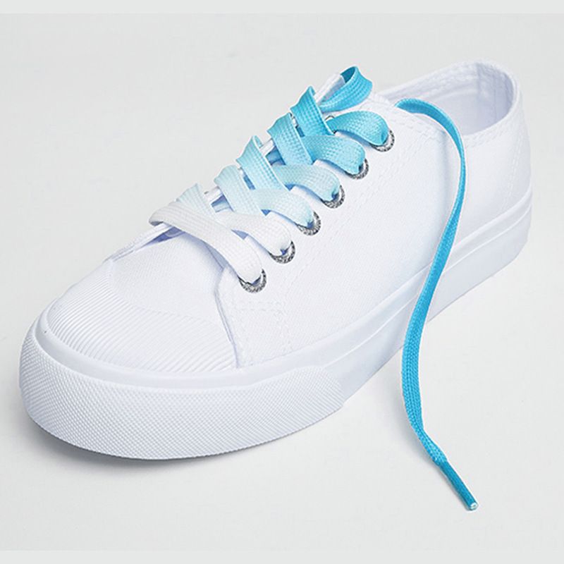 Shoelaces Canvas White Shoes Gradient Coler Shoelaces Double-Layer Flat Belt Candy Colored Gradient Shoelaces