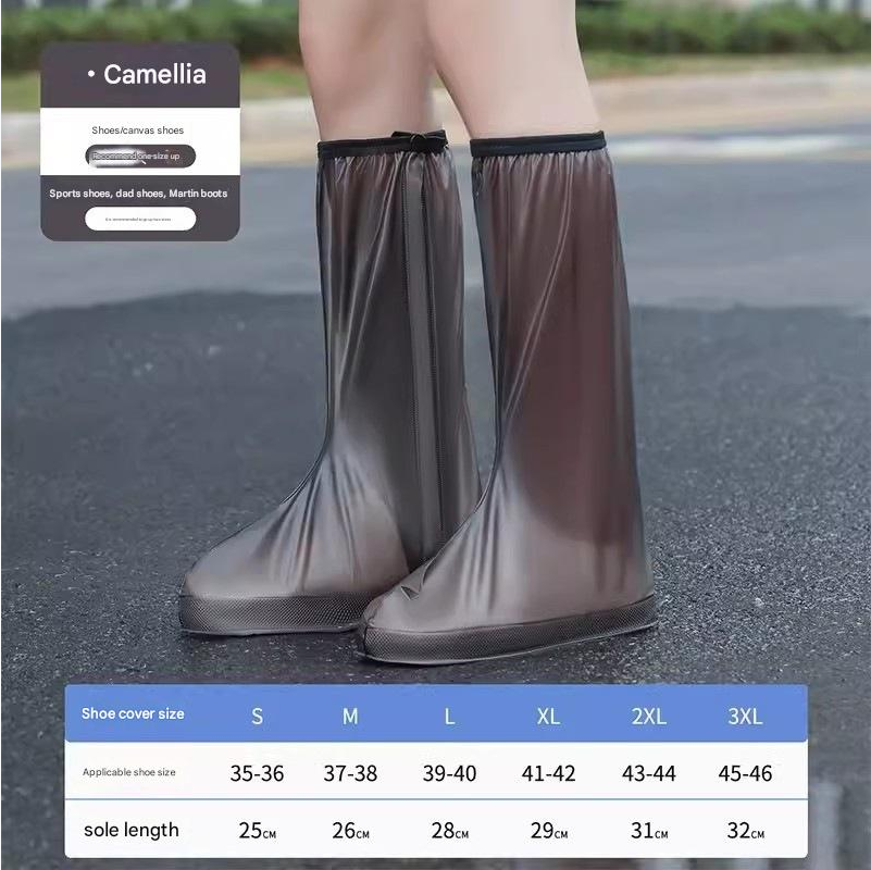 Shoe Covers Rain Proof Shoe Cover Men's Women's Four Season Long Leg Shoe Covers Thick Anti Slip Wear-Resistant Shoe Cover Cycling PVC Protective Waterproof Shoe Cover