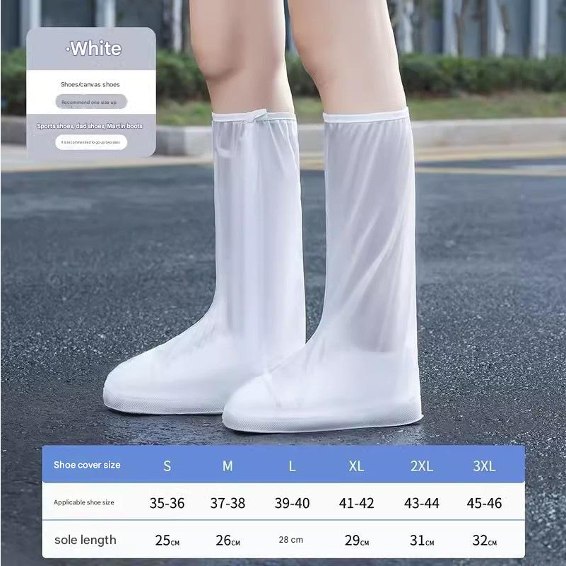 Shoe Covers Rain Proof Shoe Cover Men's Women's Four Season Long Leg Shoe Covers Thick Anti Slip Wear-Resistant Shoe Cover Cycling PVC Protective Waterproof Shoe Cover