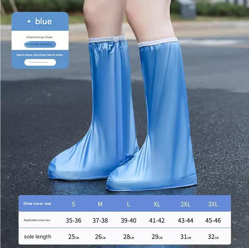 Shoe Covers Rain Proof Shoe Cover Men's Women's Four Season Long Leg Shoe Covers Thick Anti Slip Wear-Resistant Shoe Cover Cycling PVC Protective Waterproof Shoe Cover