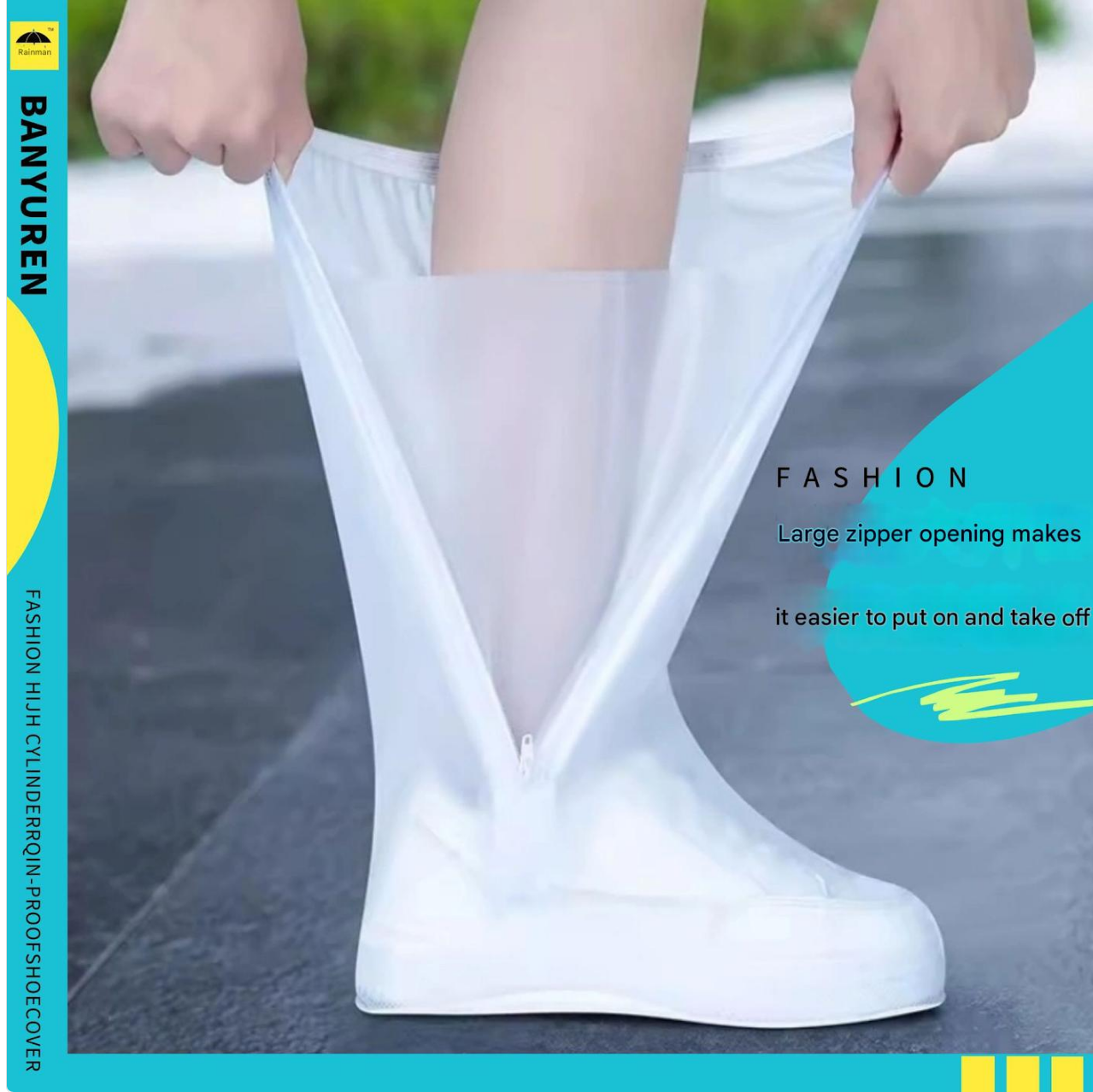 Shoe Covers Rain Proof Shoe Cover Men's Women's Four Season Long Leg Shoe Covers Thick Anti Slip Wear-Resistant Shoe Cover Cycling PVC Protective Waterproof Shoe Cover