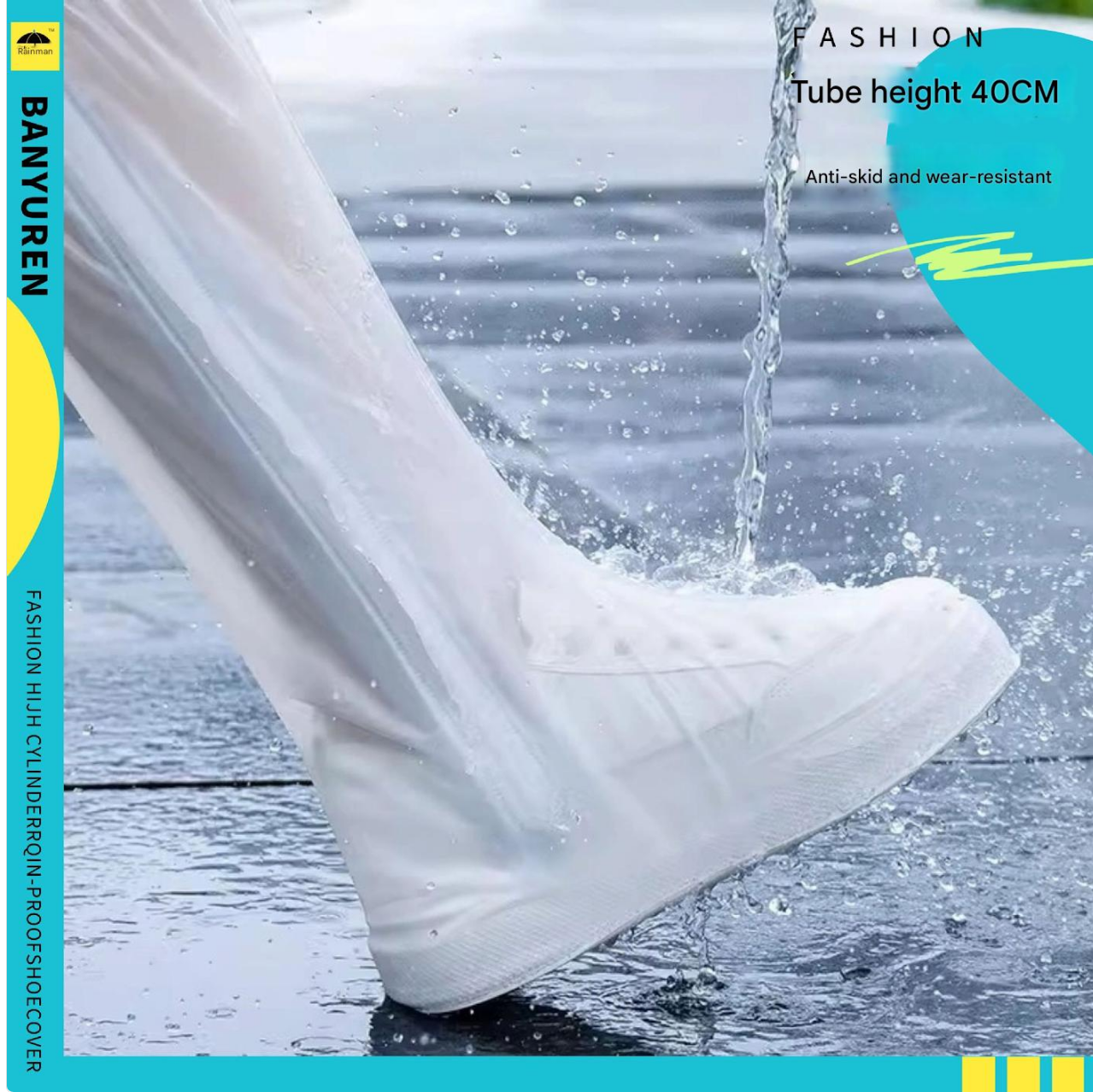 Shoe Covers Rain Proof Shoe Cover Men's Women's Four Season Long Leg Shoe Covers Thick Anti Slip Wear-Resistant Shoe Cover Cycling PVC Protective Waterproof Shoe Cover