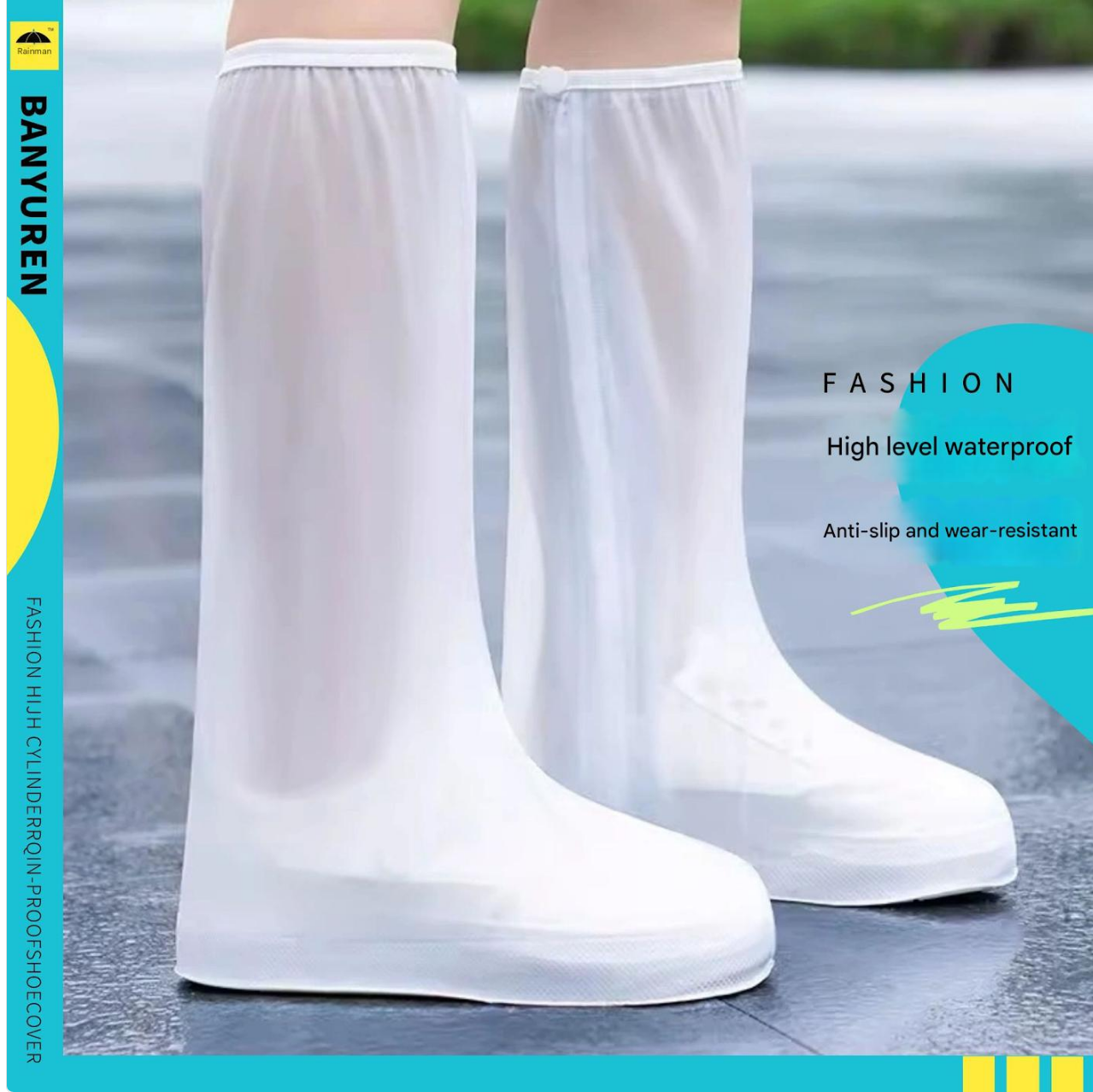 Shoe Covers Rain Proof Shoe Cover Men's Women's Four Season Long Leg Shoe Covers Thick Anti Slip Wear-Resistant Shoe Cover Cycling PVC Protective Waterproof Shoe Cover
