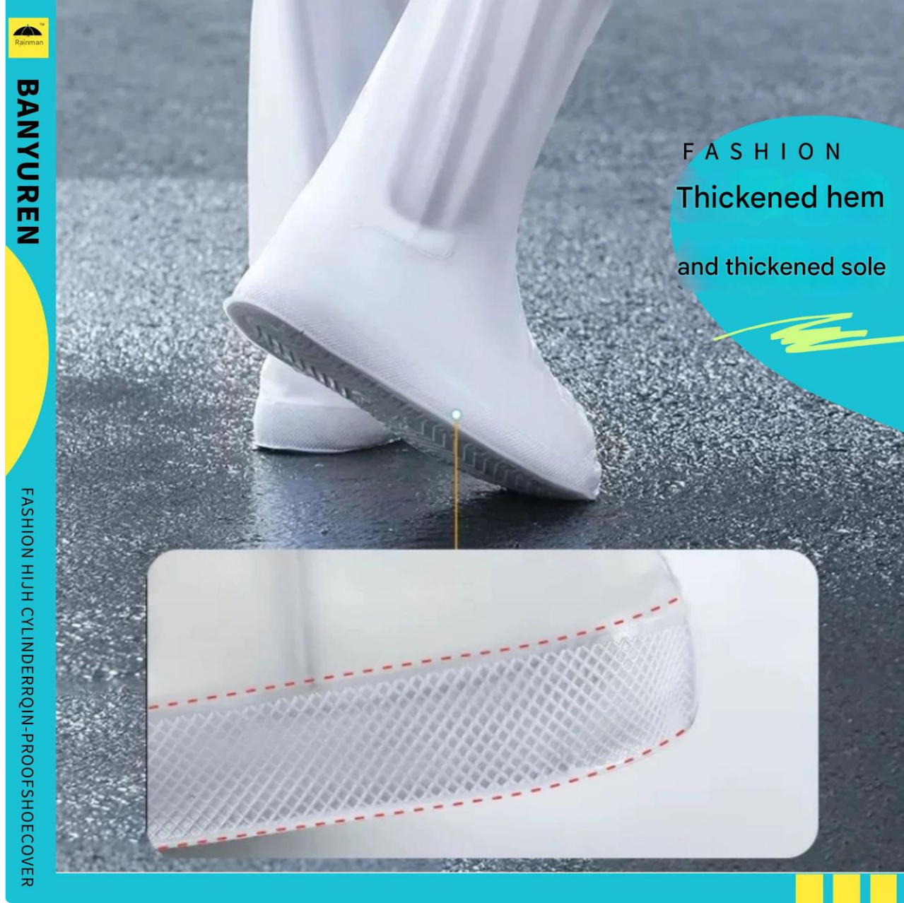 Shoe Covers Rain Proof Shoe Cover Men's Women's Four Season Long Leg Shoe Covers Thick Anti Slip Wear-Resistant Shoe Cover Cycling PVC Protective Waterproof Shoe Cover