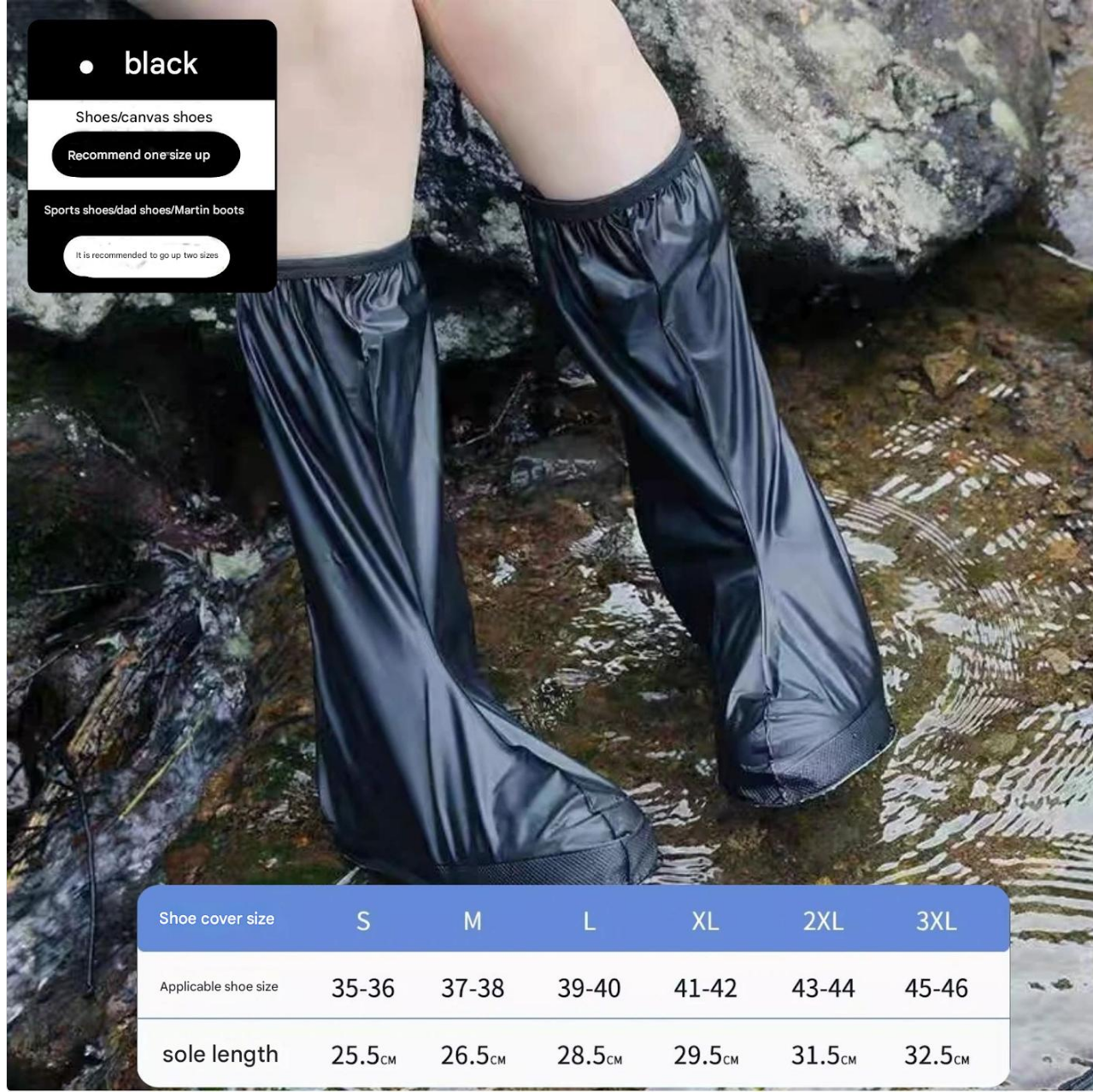 Shoe Covers Rain Proof Shoe Cover Men's Women's Four Season Long Leg Shoe Covers Thick Anti Slip Wear-Resistant Shoe Cover Cycling PVC Protective Waterproof Shoe Cover