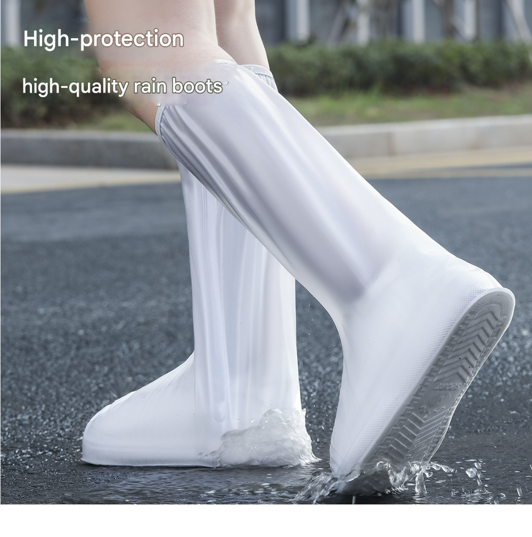 Shoe Covers Rain Proof Shoe Cover Men's Women's Four Season Long Leg Shoe Covers Thick Anti Slip Wear-Resistant Shoe Cover Cycling PVC Protective Waterproof Shoe Cover