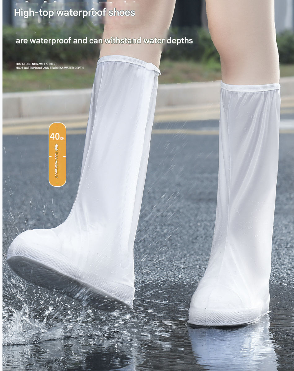 Shoe Covers Rain Proof Shoe Cover Men's Women's Four Season Long Leg Shoe Covers Thick Anti Slip Wear-Resistant Shoe Cover Cycling PVC Protective Waterproof Shoe Cover