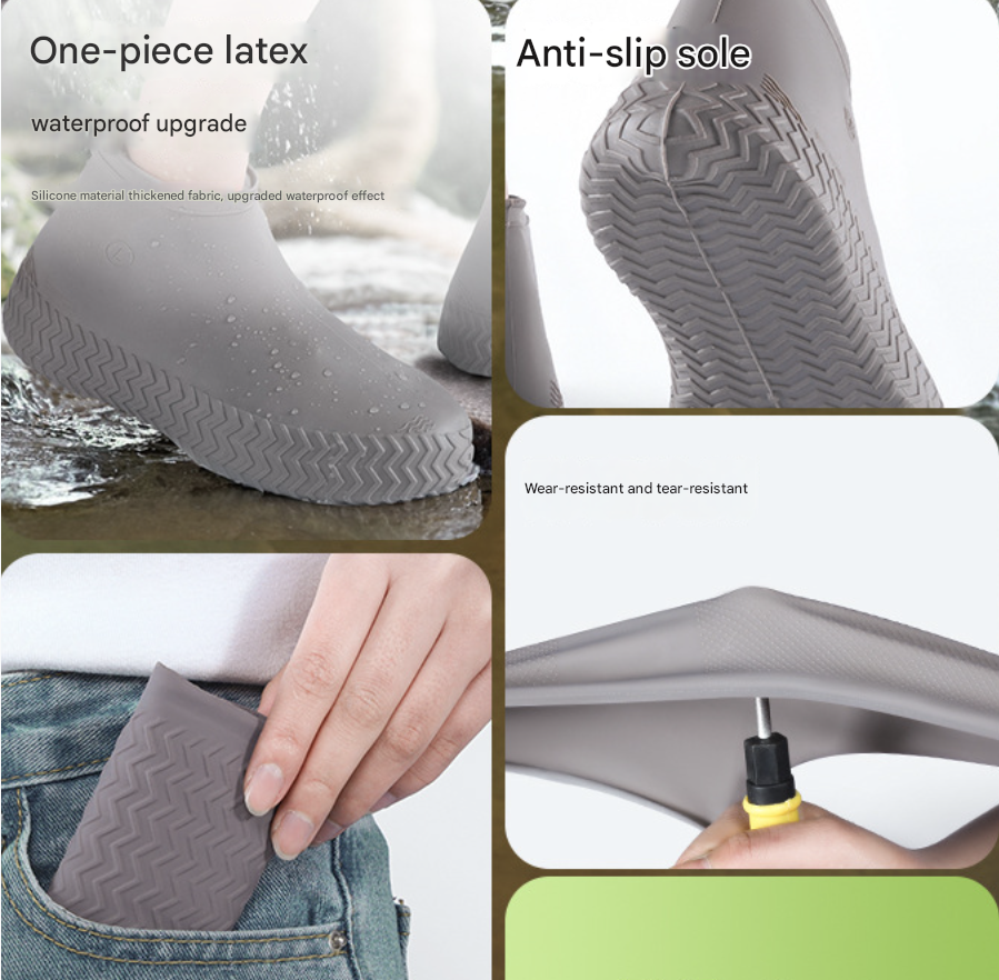 Silicone Shoe Cover Waterproof Rainproof Shoe Cover Wear Resistant Silicone Rain Boots Men's Women's Portable Waterproof Shoe Covers