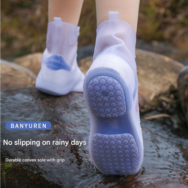 Rain Shoe Cover Men's Women's Waterproof Shoe Covers Externally Wear Non Slip Rainproof Foot Covers Thick Wear-Resistant Silicone Lightweight Rain Boots