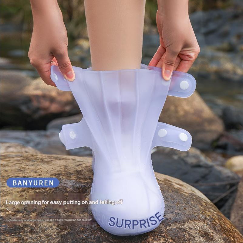 Rain Shoe Cover Men's Women's Waterproof Shoe Covers Externally Wear Non Slip Rainproof Foot Covers Thick Wear-Resistant Silicone Lightweight Rain Boots
