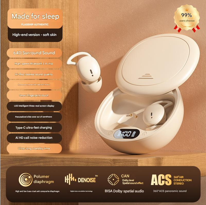 Bluetooth Earphone Wireless Bluetooth Earpods Earphone Business Wireless Bluetooth Earphones In Ear Mini Digital Display Long Endurance Sleep Noise Cancelling Headphones