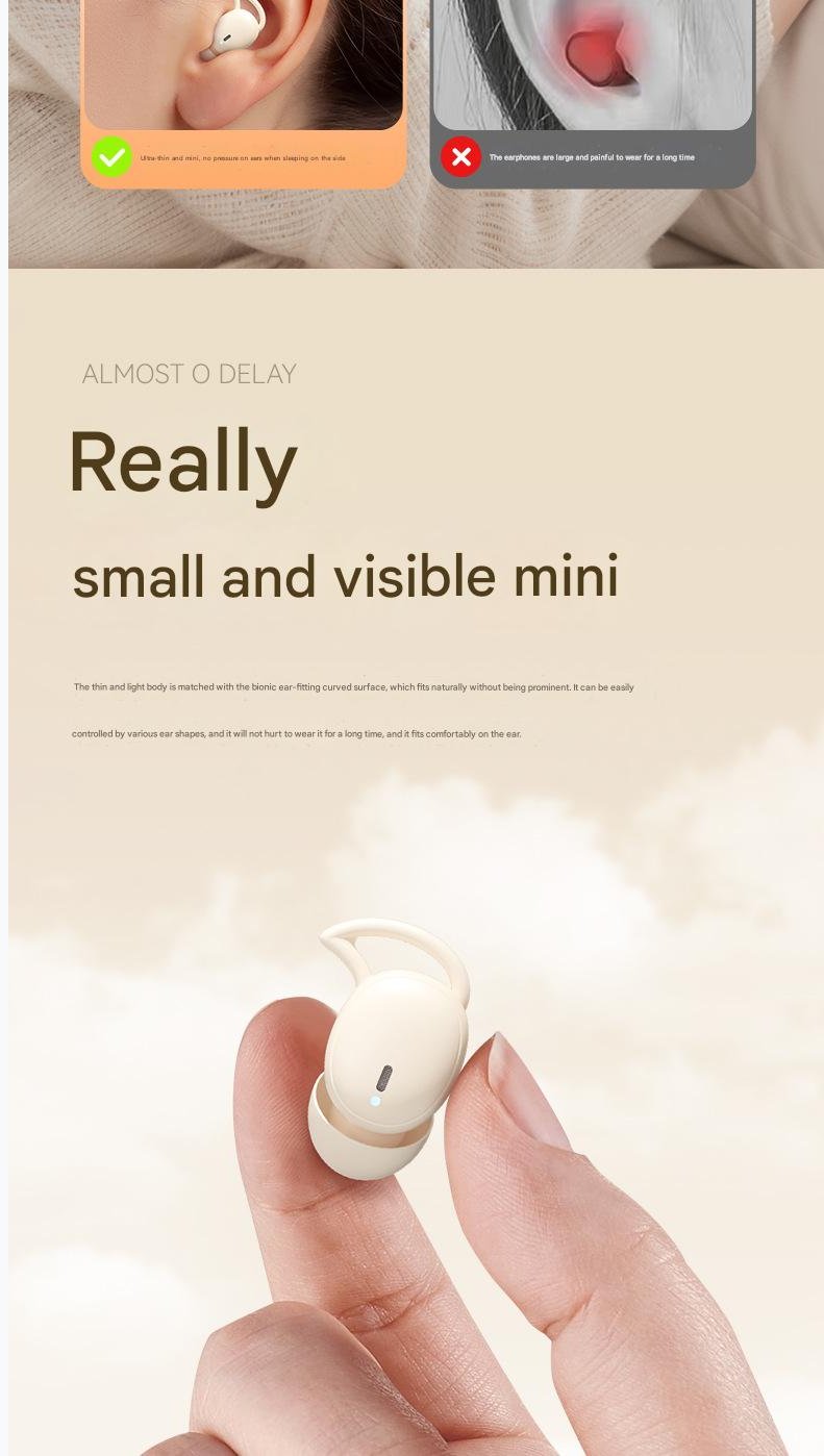 Bluetooth Earphone Wireless Bluetooth Earpods Earphone Business Wireless Bluetooth Earphones In Ear Mini Digital Display Long Endurance Sleep Noise Cancelling Headphones