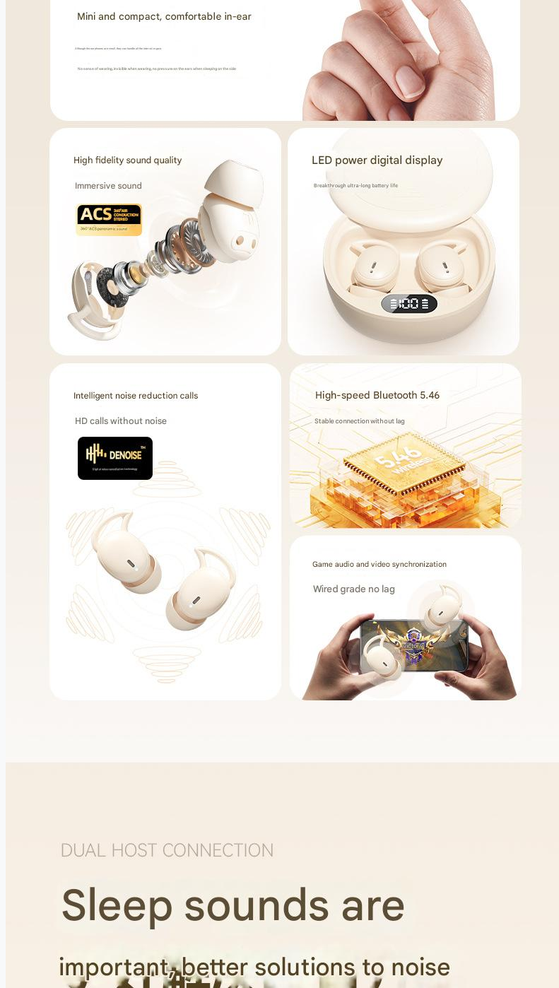 Bluetooth Earphone Wireless Bluetooth Earpods Earphone Business Wireless Bluetooth Earphones In Ear Mini Digital Display Long Endurance Sleep Noise Cancelling Headphones