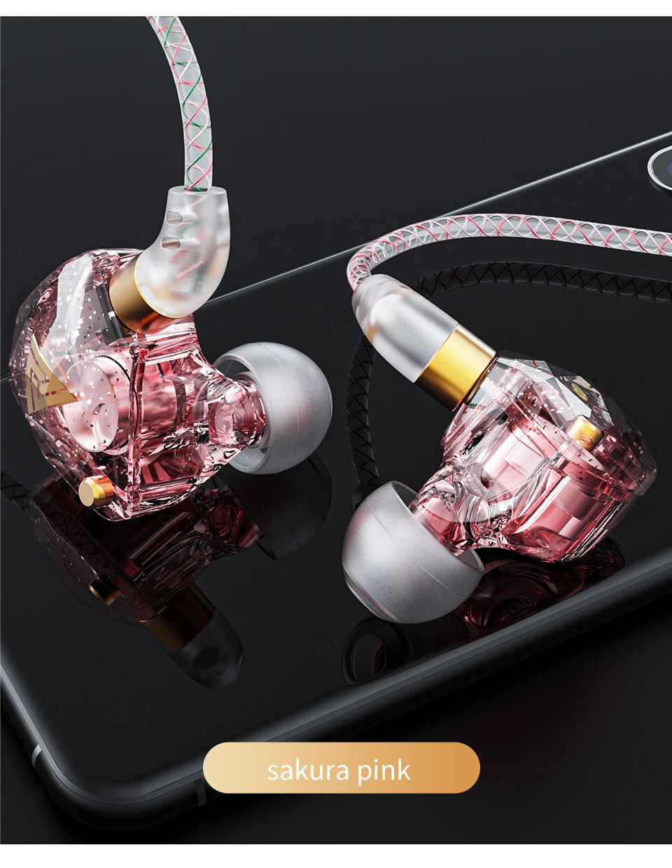 Wired Earphones Subwoofer Headphones Computer Games Wire Control with Microphone Sports Earphones in Ear Style