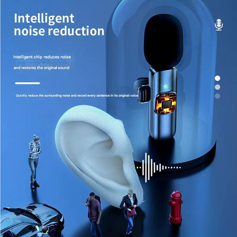 Lavalier Microphone Wireless Portable Audio Wireless Lavalier Microphone Compatible with Speakers Cameras Intelligent Noise Reduction