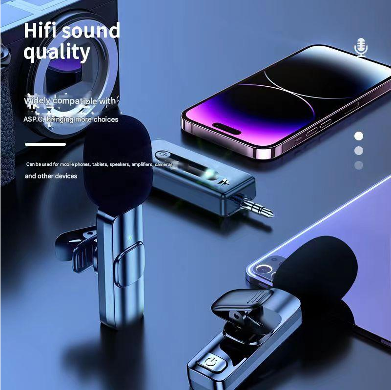 Lavalier Microphone Wireless Portable Audio Wireless Lavalier Microphone Compatible with Speakers Cameras Intelligent Noise Reduction