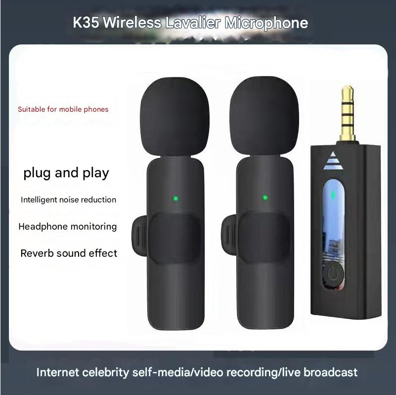 Lavalier Microphone Wireless Portable Audio Wireless Lavalier Microphone Compatible with Speakers Cameras Intelligent Noise Reduction
