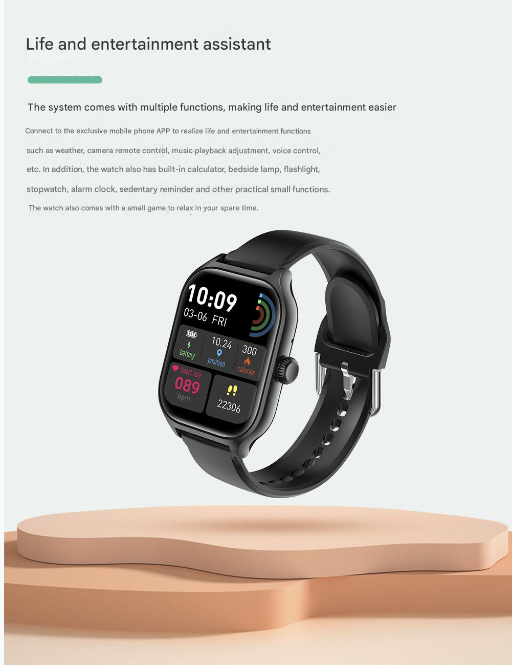Sports Smartwatch Smart Watch Man Woman Multi-Functional Heart Rate Monitoring Wristband Student Electronic Watch Compatible with Android IOS