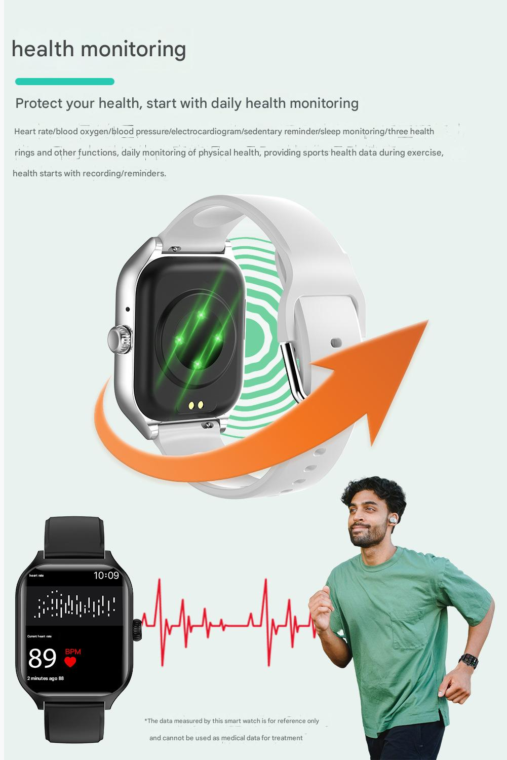 Sports Smartwatch Smart Watch Man Woman Multi-Functional Heart Rate Monitoring Wristband Student Electronic Watch Compatible with Android IOS