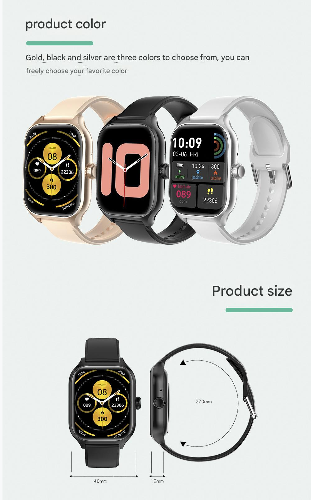Sports Smartwatch Smart Watch Man Woman Multi-Functional Heart Rate Monitoring Wristband Student Electronic Watch Compatible with Android IOS