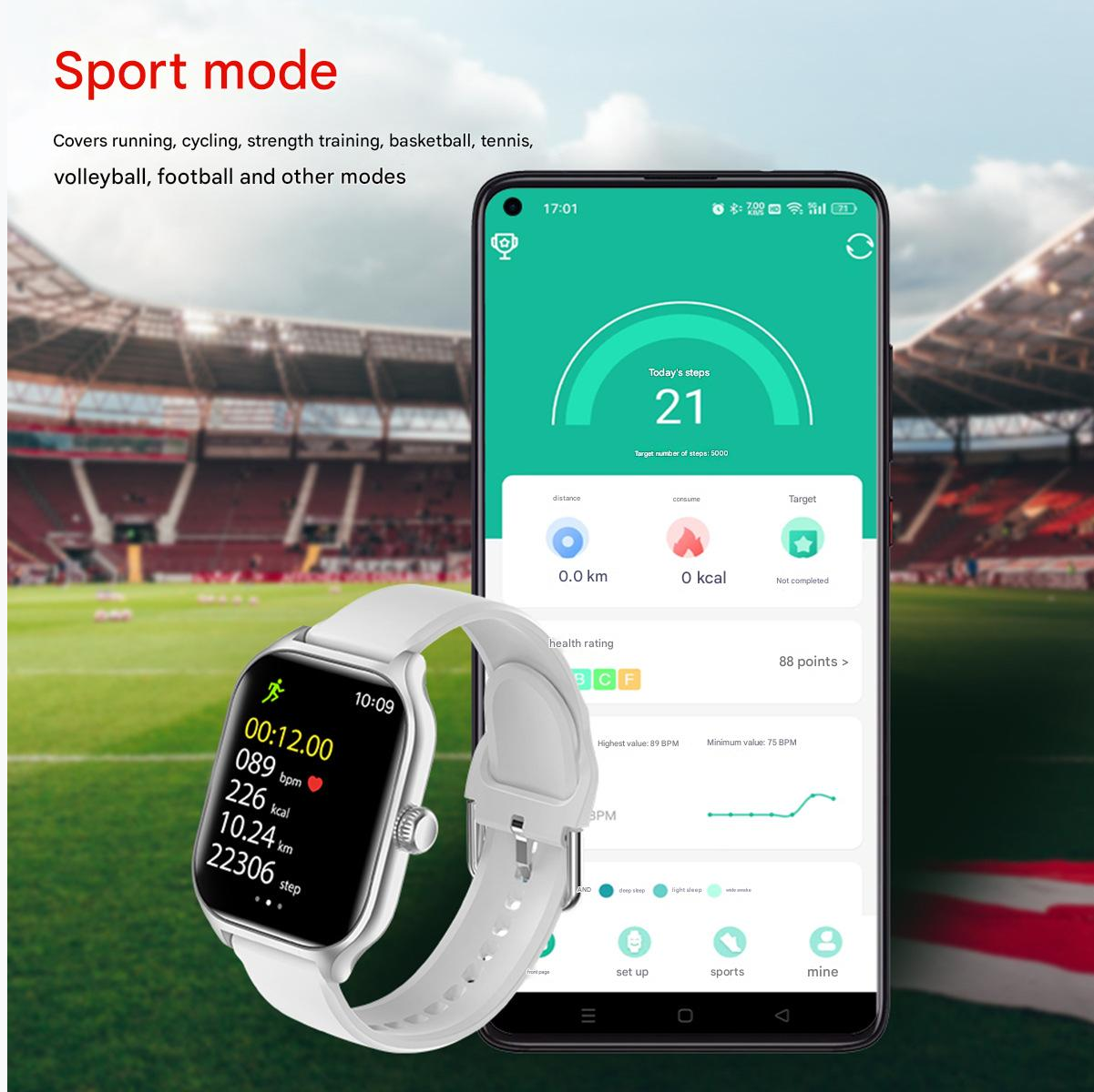 Sports Smartwatch Smart Watch Man Woman Multi-Functional Heart Rate Monitoring Wristband Student Electronic Watch Compatible with Android IOS