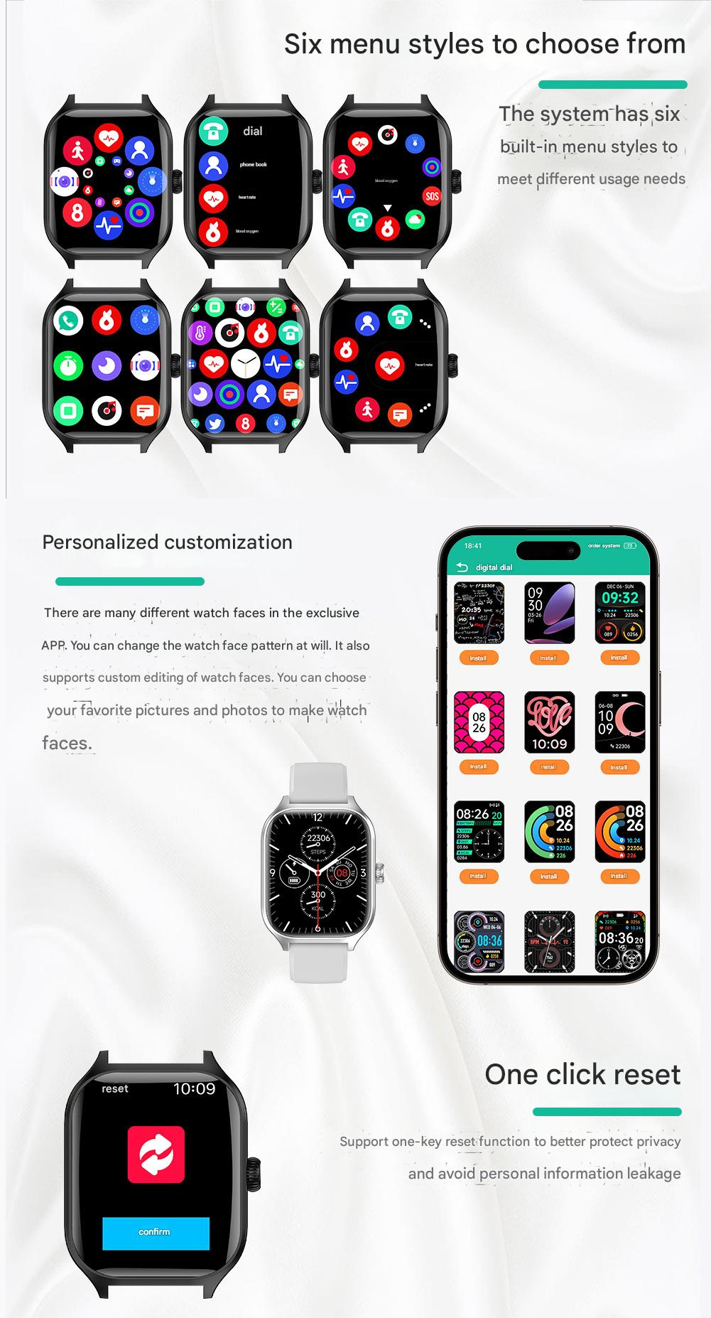 Sports Smartwatch Smart Watch Man Woman Multi-Functional Heart Rate Monitoring Wristband Student Electronic Watch Compatible with Android IOS