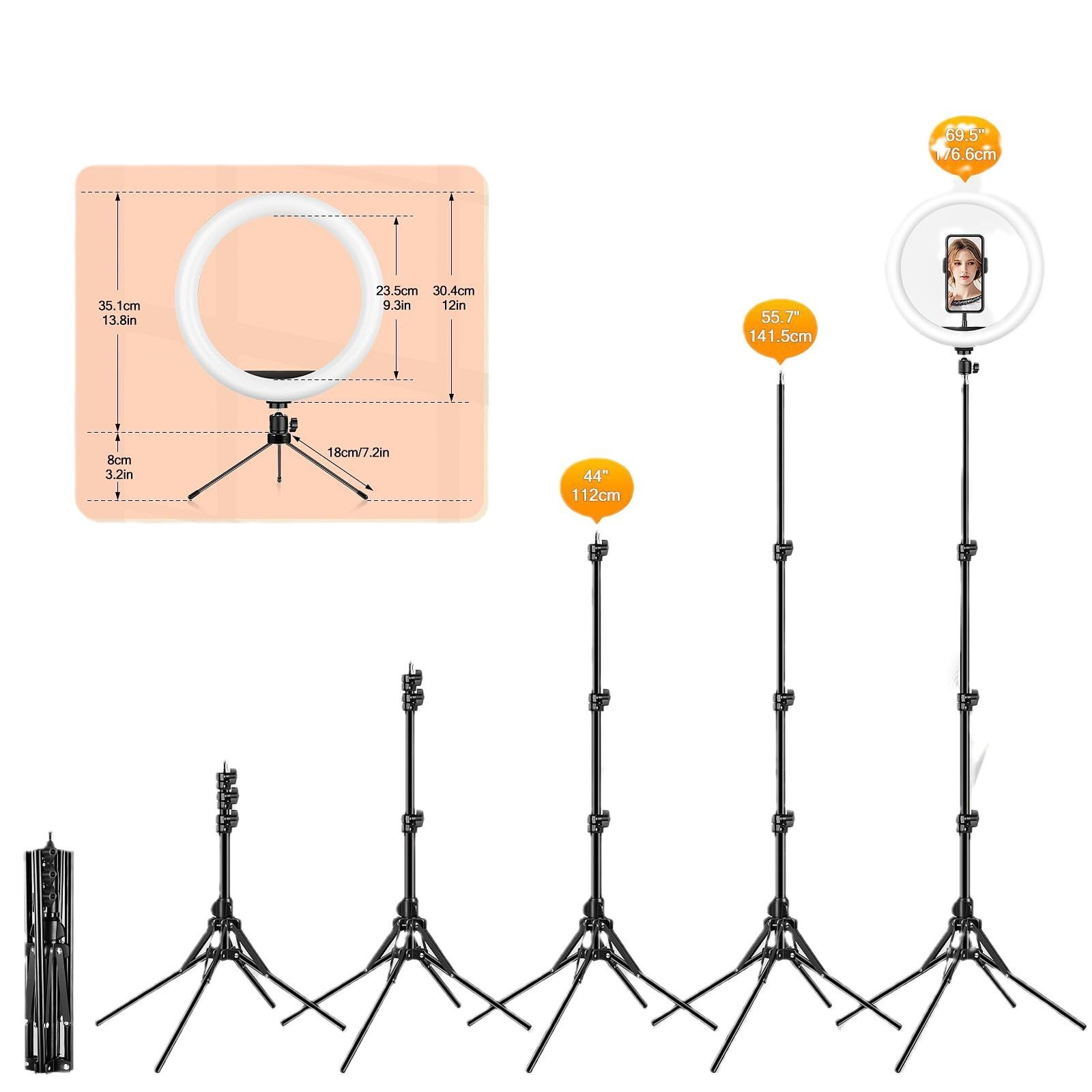 Phone Stand Tripod Ring Light 12 Inch Ring Light Circular Fill Light Live Streaming Bracket Take Photos Enhance Beauty Shine Mobile Phone Fill Light