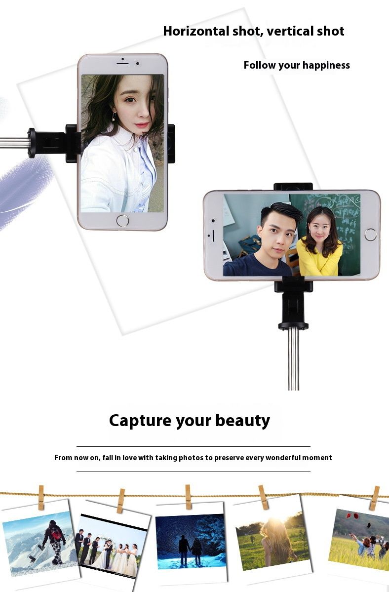 Selfie Stick Outdoor Selfie Stick Tripod Selfie Stick Wireless Selfie Stick Bluetooth Selfie Stick Portable Tripod Mini Telescopic Outdoor Photography Artifact