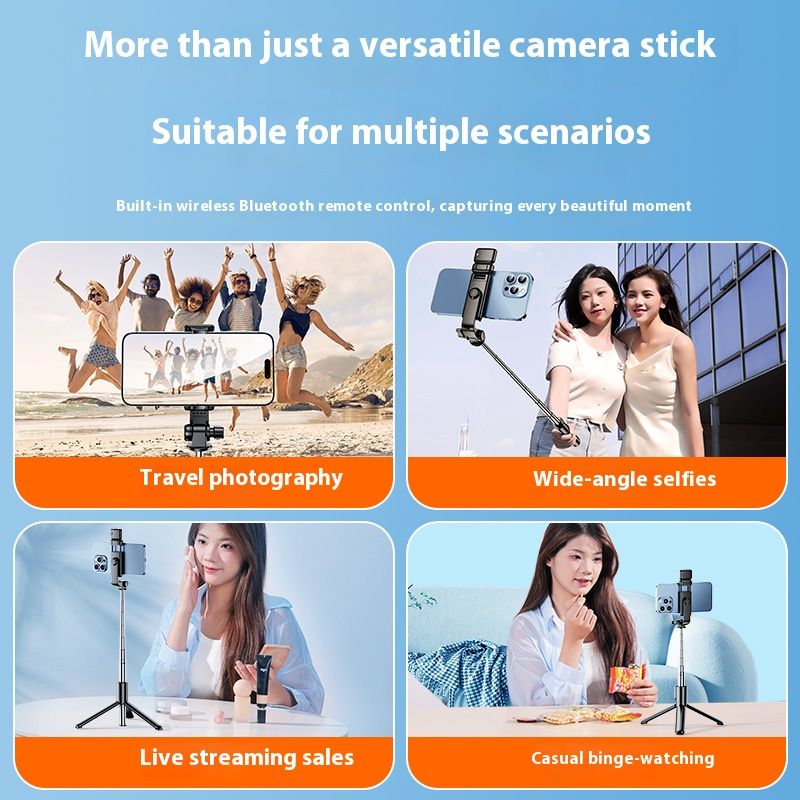 Selfie Stick Outdoor Selfie Stick Tripod Selfie Stick Wireless Selfie Stick Phone Selfie Light Mini Selfie Stick Tripod Portable Travel Photography Tool Handheld Mobile Phone Live Streaming Stand Vlog