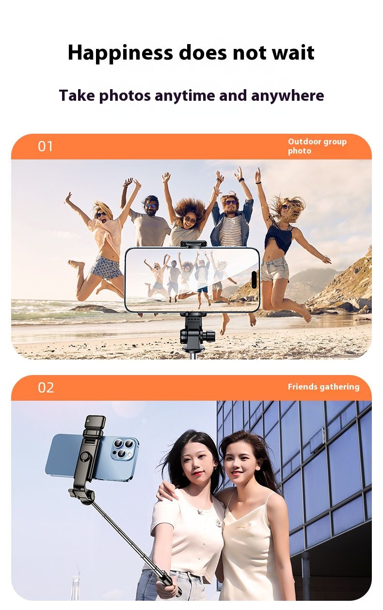 Selfie Stick Outdoor Selfie Stick Tripod Selfie Stick Wireless Selfie Stick Phone Selfie Light Mini Selfie Stick Tripod Portable Travel Photography Tool Handheld Mobile Phone Live Streaming Stand Vlog
