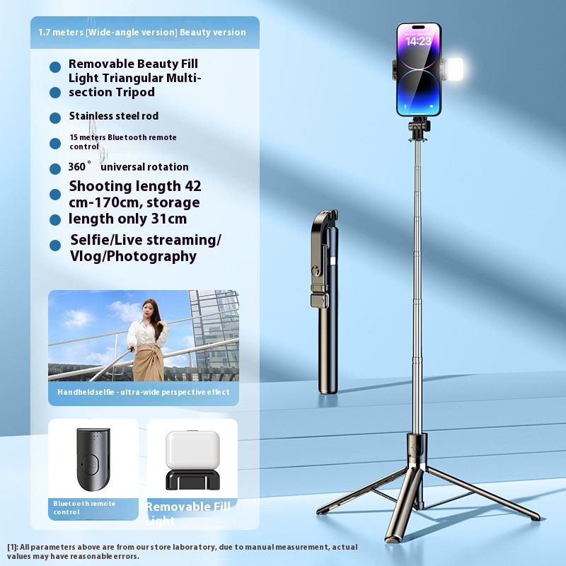 Selfie Stick Outdoor Selfie Stick Tripod Selfie Stick Wireless Selfie Stick Phone Selfie Light Handheld Mini Selfie Stick Bluetooth Fill Light Travel Portable Mobile Phone Holder Camera Artifact