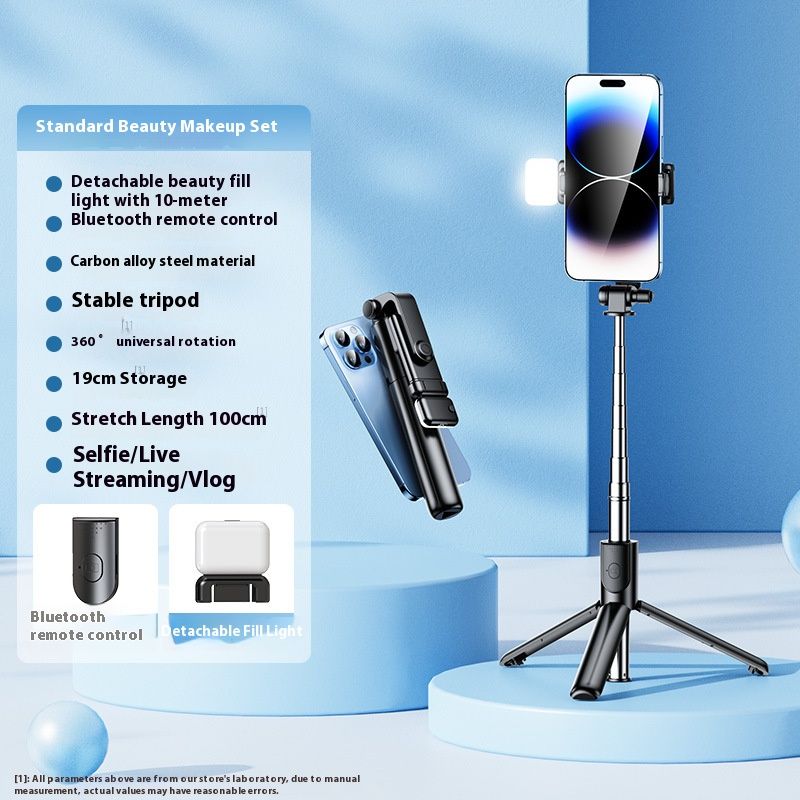 Selfie Stick Outdoor Selfie Stick Tripod Selfie Stick Wireless Selfie Stick Phone Selfie Light Handheld Mini Selfie Stick Bluetooth Fill Light Travel Portable Mobile Phone Holder Camera Artifact