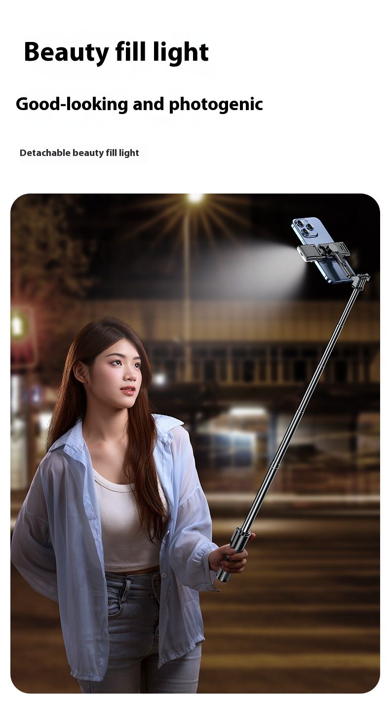 Selfie Stick Outdoor Selfie Stick Tripod Selfie Stick Wireless Selfie Stick Phone Selfie Light Handheld Mini Selfie Stick Bluetooth Fill Light Travel Portable Mobile Phone Holder Camera Artifact