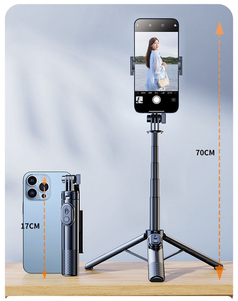 Selfie Stick Outdoor Selfie Stick Tripod Selfie Stick Wireless Selfie Stick Phone Selfie Light New Mini Portable Bluetooth Phone Selfie Aluminum Alloy Handheld Camera Pole Desktop Live Shooting Tripod