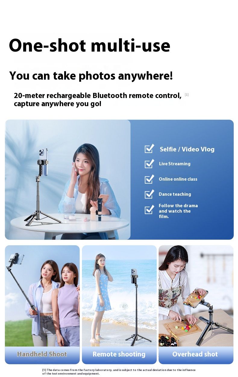 Selfie Stick Outdoor Selfie Stick Tripod Selfie Stick Wireless Selfie Stick Phone Selfie Light New Mini Portable Bluetooth Phone Selfie Aluminum Alloy Handheld Camera Pole Desktop Live Shooting Tripod