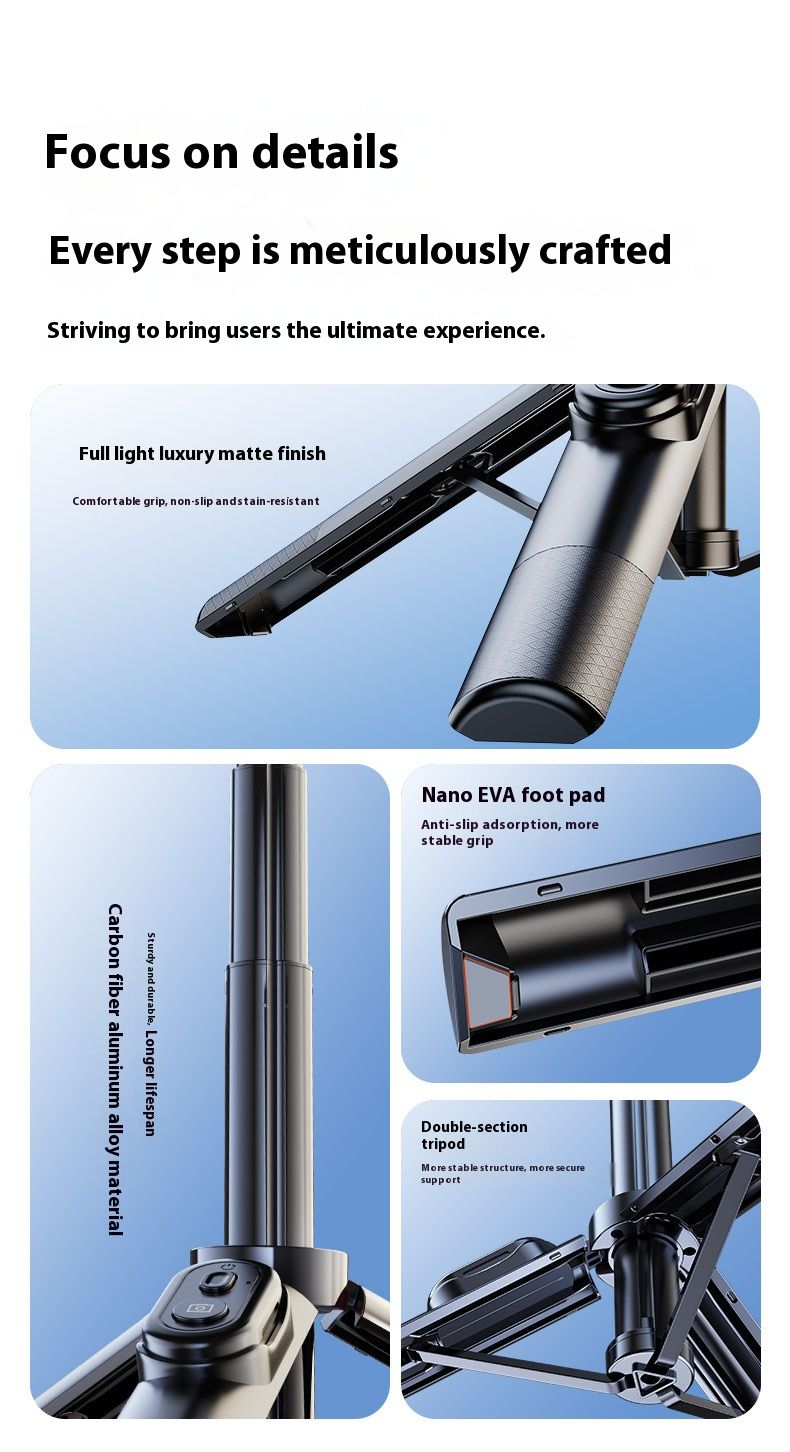 Selfie Stick Outdoor Selfie Stick Tripod Selfie Stick Wireless Selfie Stick Phone Selfie Light New Mini Portable Bluetooth Phone Selfie Aluminum Alloy Handheld Camera Pole Desktop Live Shooting Tripod