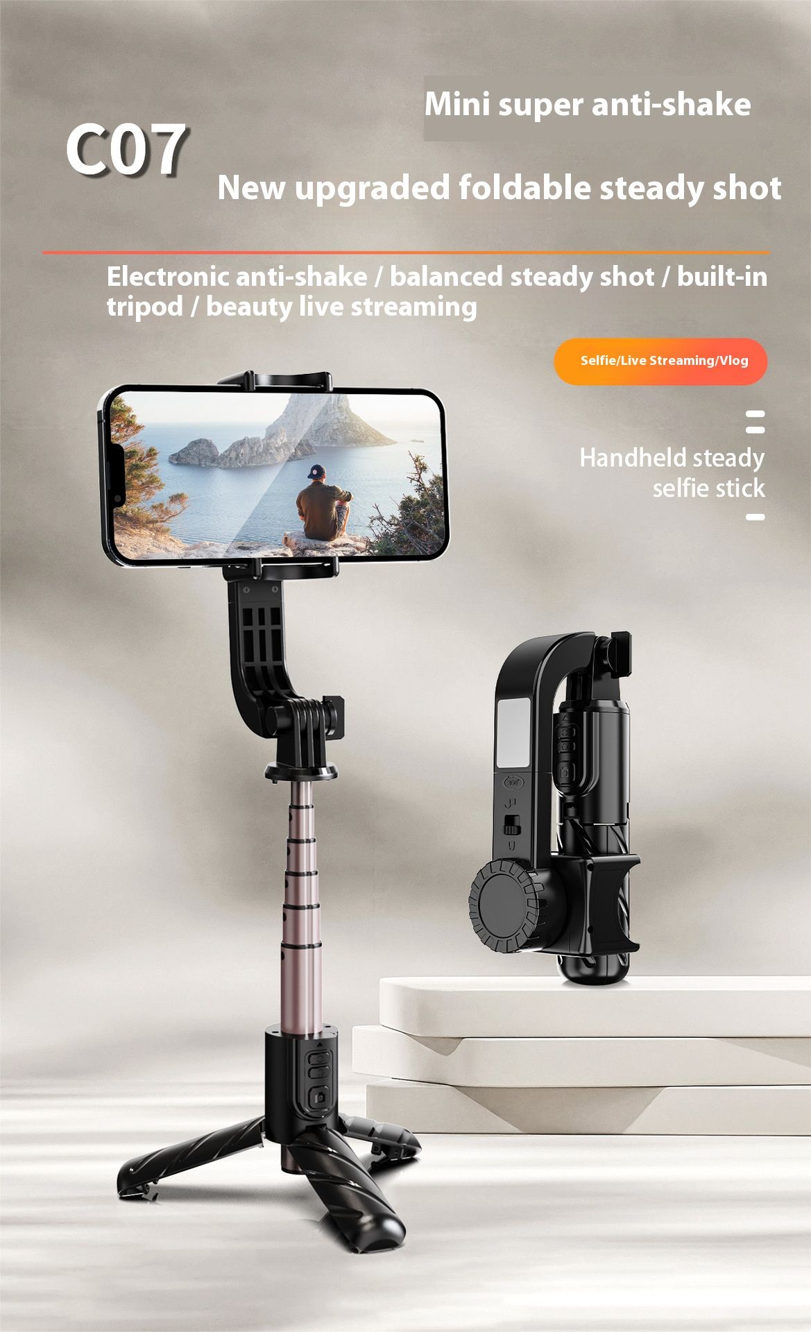 Stabilizer Gimbal Stabilizer Handheld Mobile Gimbal Stabilizer Selfie Stick Anti Shake Handheld Vlog Live Streaming Panoramic Shooting Video Stability