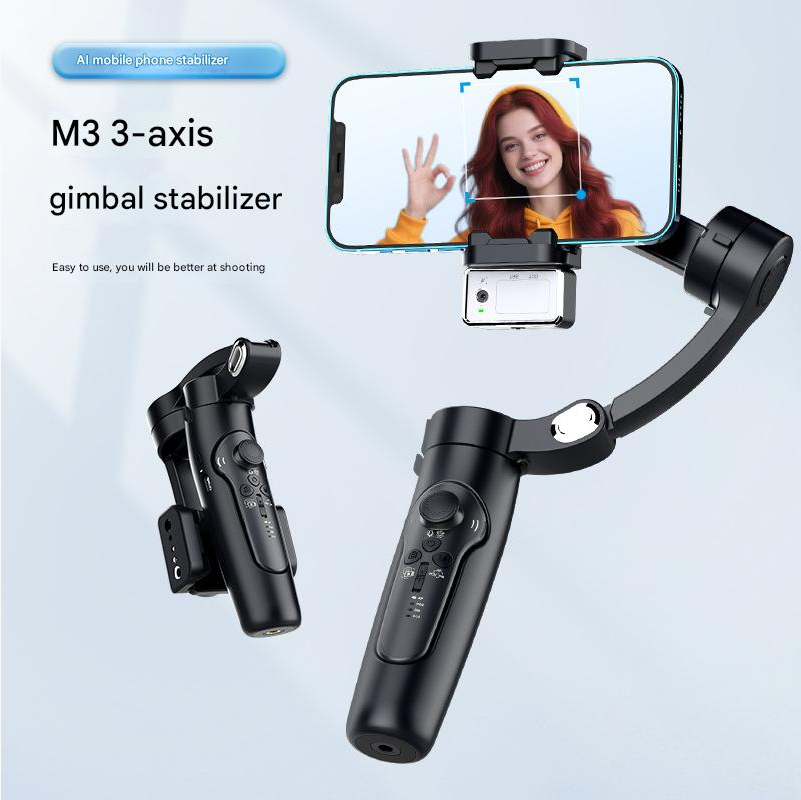 Stabilizer Gimbal Stabilizer Handheld Mobile Stabilizer Three-Axis Anti Shake Gimbal Handheld Shooting Live AI Face Tracking Detachable Remote Control