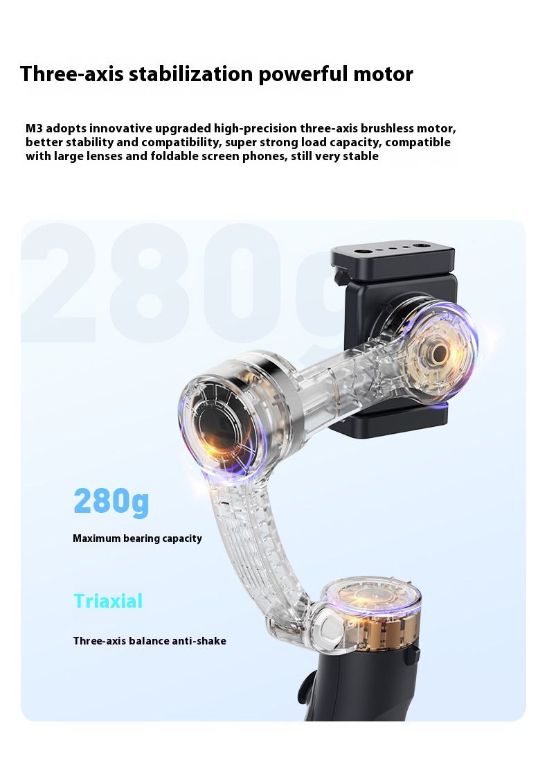 Stabilizer Gimbal Stabilizer Handheld Mobile Stabilizer Three-Axis Anti Shake Gimbal Handheld Shooting Live AI Face Tracking Detachable Remote Control