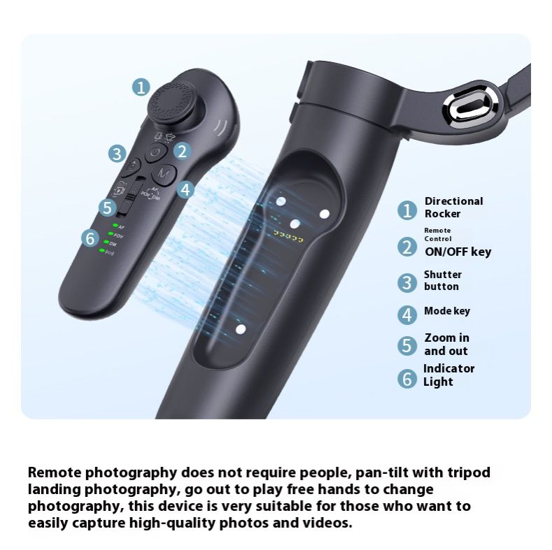 Stabilizer Gimbal Stabilizer Handheld Mobile Stabilizer Three-Axis Anti Shake Gimbal Handheld Shooting Live AI Face Tracking Detachable Remote Control