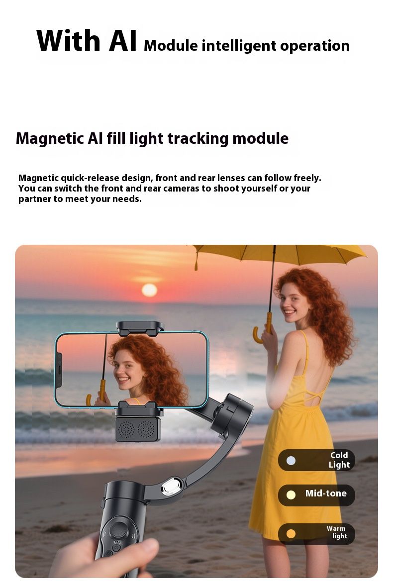 Stabilizer Gimbal Stabilizer Handheld Mobile Stabilizer Three-Axis Anti Shake Gimbal Handheld Shooting Live AI Face Tracking Detachable Remote Control