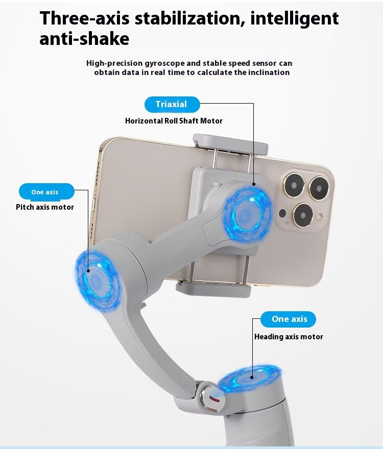 Stabilizer Gimbal Stabilizer Handheld Handheld Gimbal Three-Axis Mobile Phone Stabilizer Anti Shake Intelligent Face Tracking Photography Live Broadcast Stabilizer