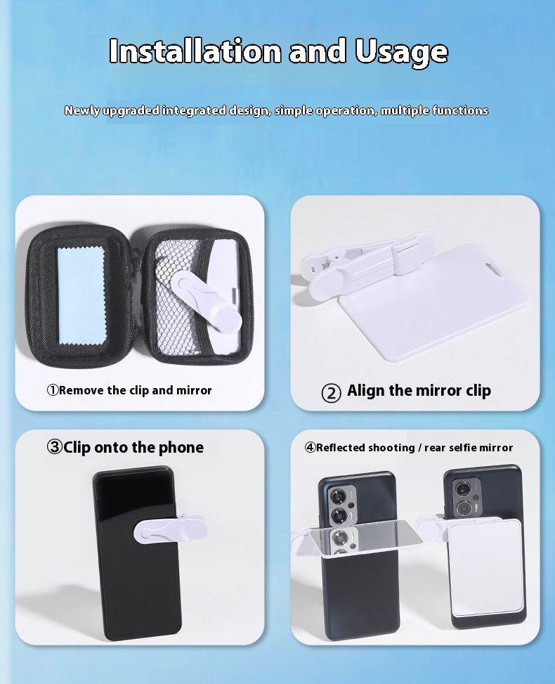 Lens Attachment Shooting Mirror Rear Mirror Sky Reflection Camera Travel Outdoor Phone Holder Selfie Lens Universal for Students
