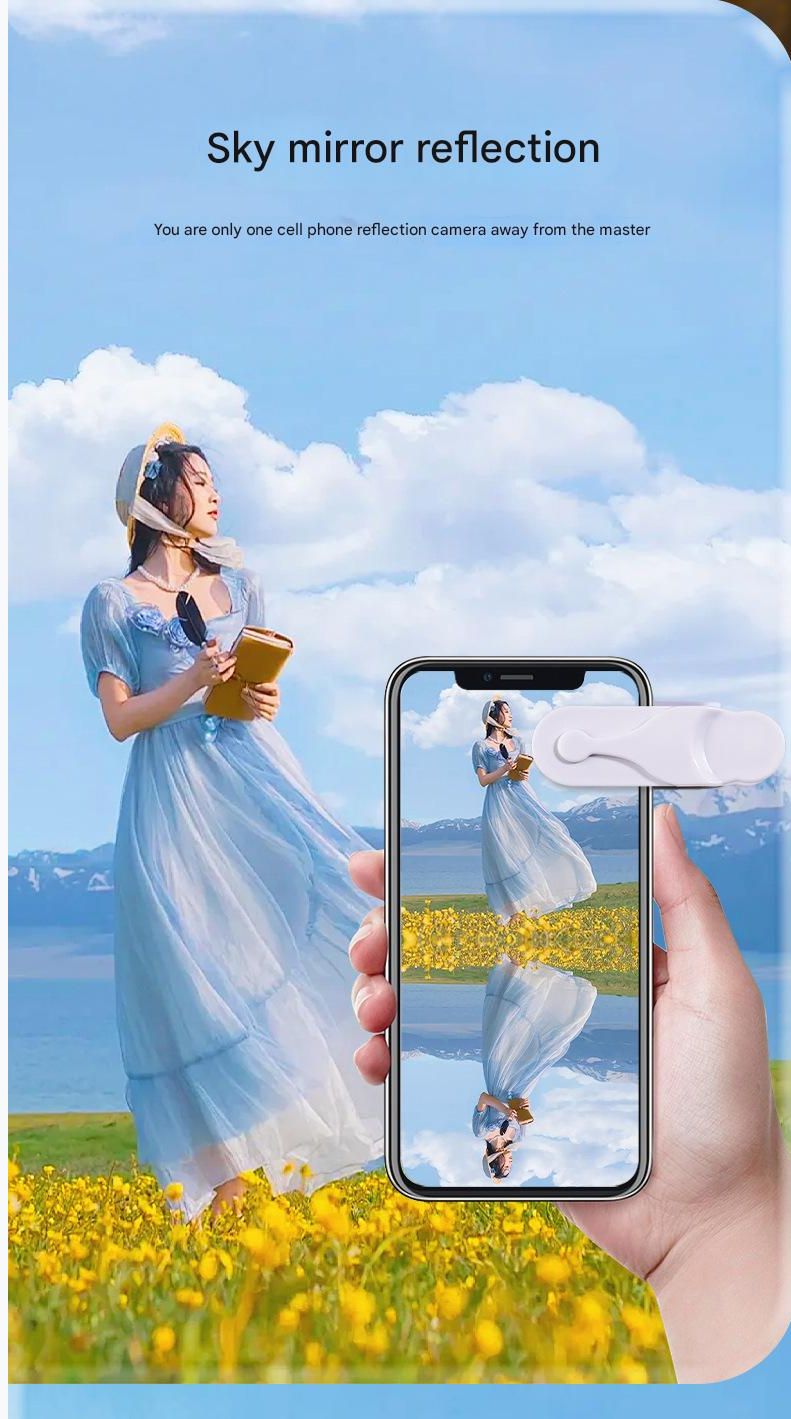 Lens Attachment Shooting Mirror Rear Mirror Sky Reflection Camera Travel Outdoor Phone Holder Selfie Lens Universal for Students