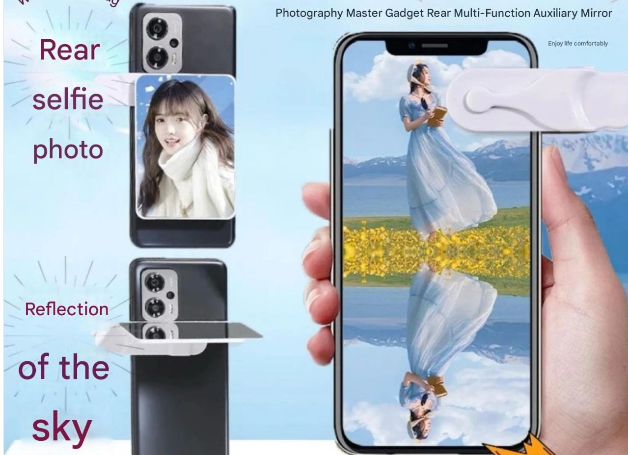 Lens Attachment Shooting Mirror Rear Mirror Sky Reflection Camera Travel Outdoor Phone Holder Selfie Lens Universal for Students