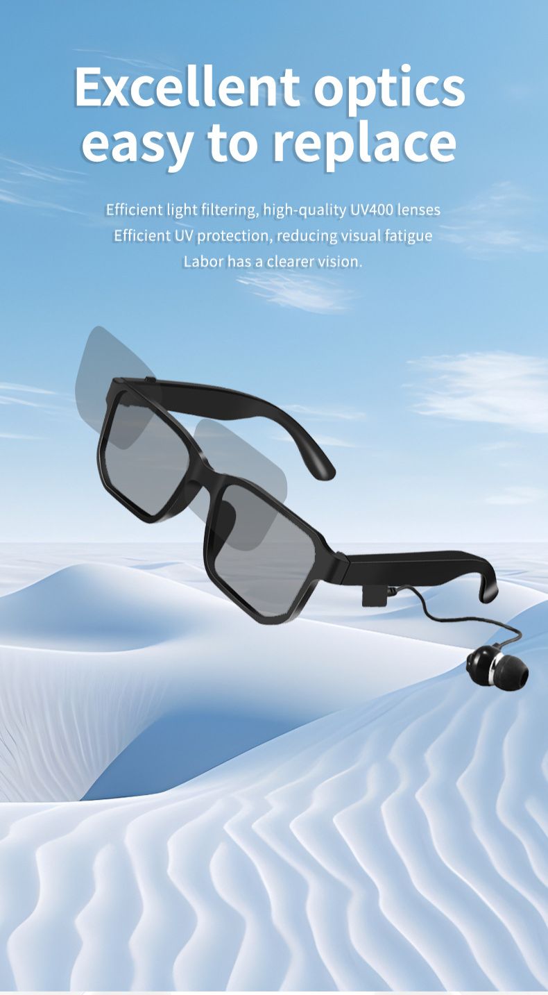 Smart Glasses New Smart Bluetooth Glasses Earphones for Listening to Music Making Calls Flat Lens Glasses